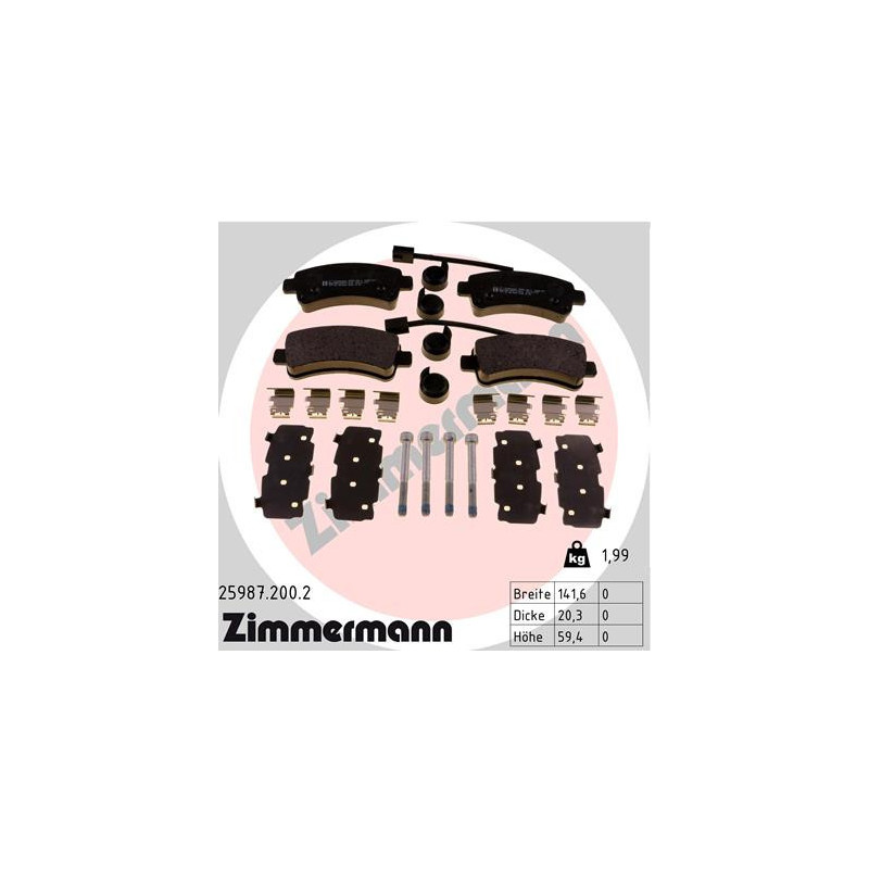 ZIMMERMANN 25987.200.2 Brzdové destičky Zadní pro