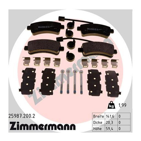 ZIMMERMANN 25987.200.2 Klocki hamulcowe Tył dla