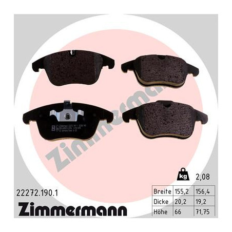 ZIMMERMANN 22272.190.1 Brake Pads Set Front for