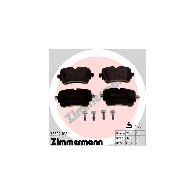 ZIMMERMANN 22307.168.1 Brzdové destičky Zadní pro