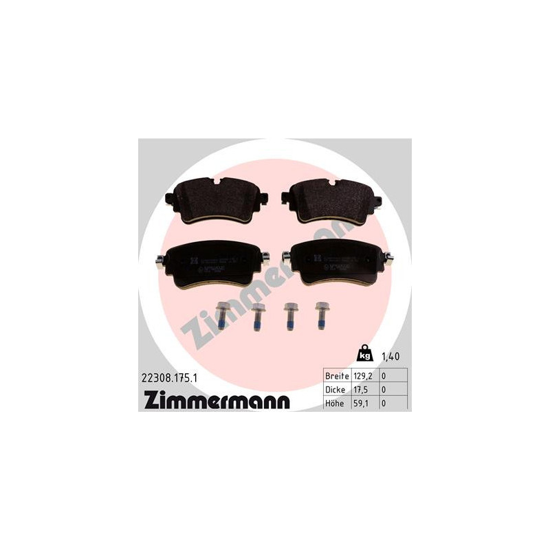 ZIMMERMANN 22308.175.1 Brake Pads Set Rear for