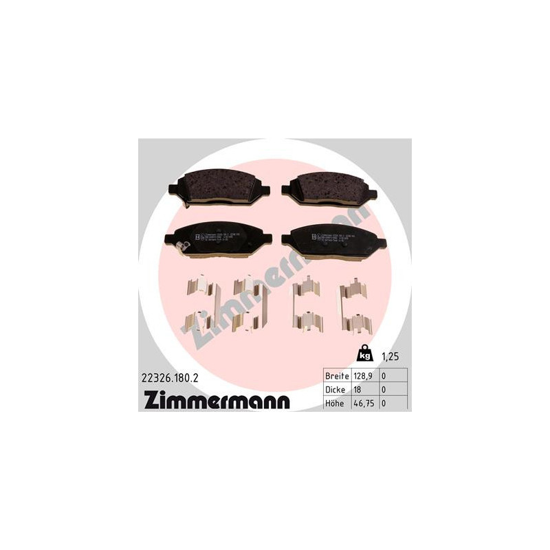 ZIMMERMANN 22326.180.2 Brzdové platničky Predné pre