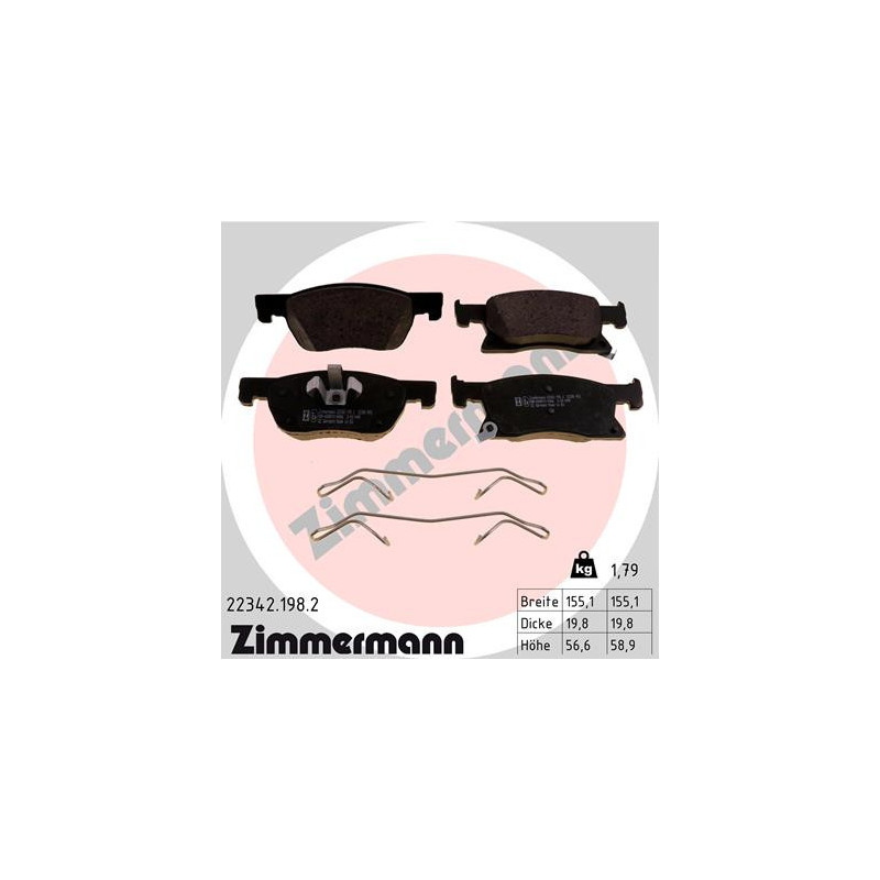 ZIMMERMANN 22342.198.2 Pastiglie freno Anteriore per