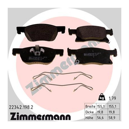 ZIMMERMANN 22342.198.2 Brzdové destičky Přední pro