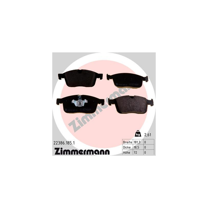 ZIMMERMANN 22386.185.1 Brake Pads Set Front for
