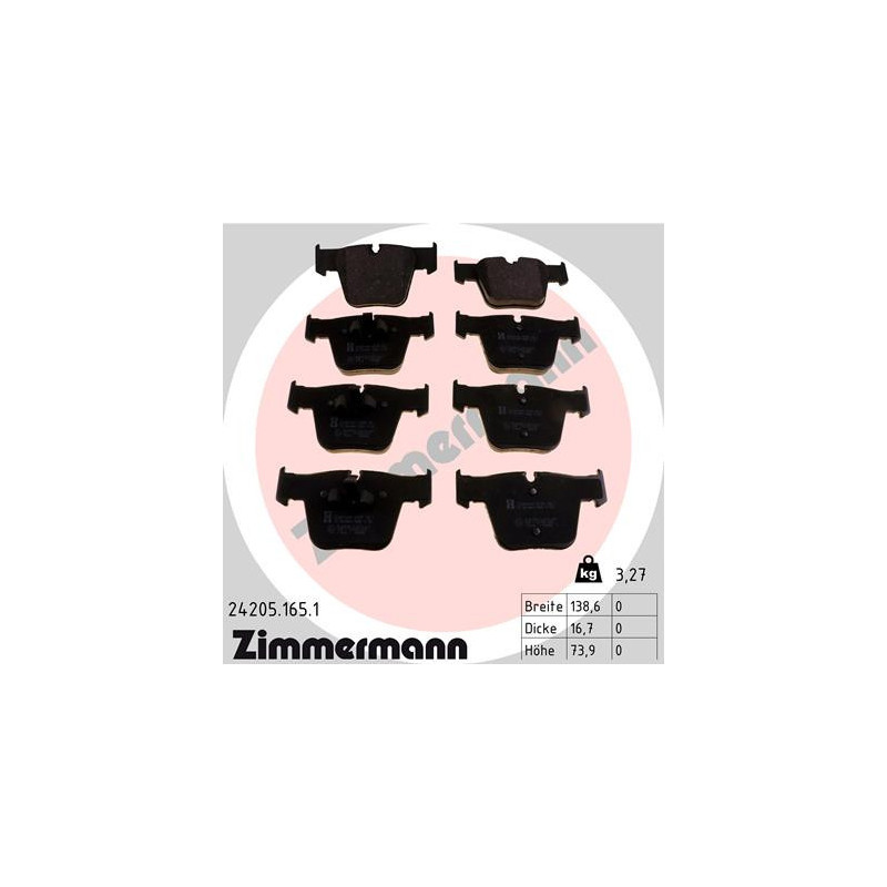 ZIMMERMANN 24205.165.1 Bremsbeläge Vorne für