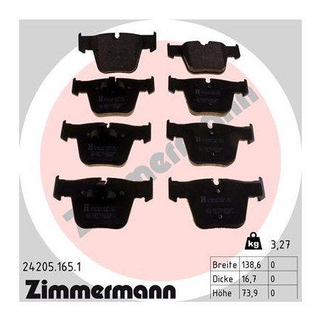 ZIMMERMANN 24205.165.1 Brzdové destičky Přední pro