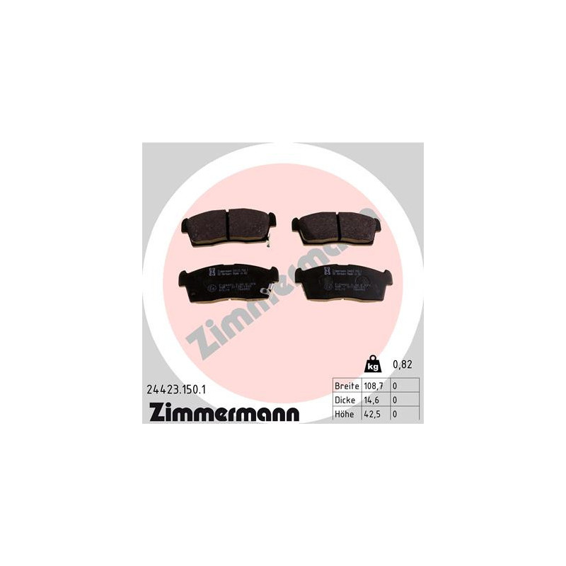 ZIMMERMANN 24423.150.1 Pastillas de freno Delantero para