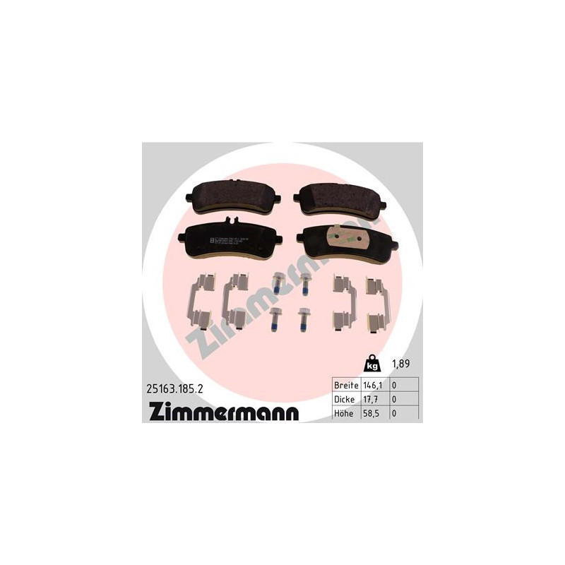 ZIMMERMANN 25163.185.2 Bremsbeläge Hinten für
