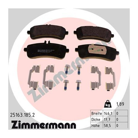 ZIMMERMANN 25163.185.2 Brake Pads Set Rear for
