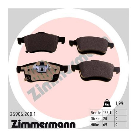 ZIMMERMANN 25906.200.1 Brzdové platničky Predné pre