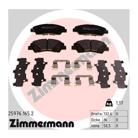 ZIMMERMANN 25976.165.2 Klocki hamulcowe Przód dla