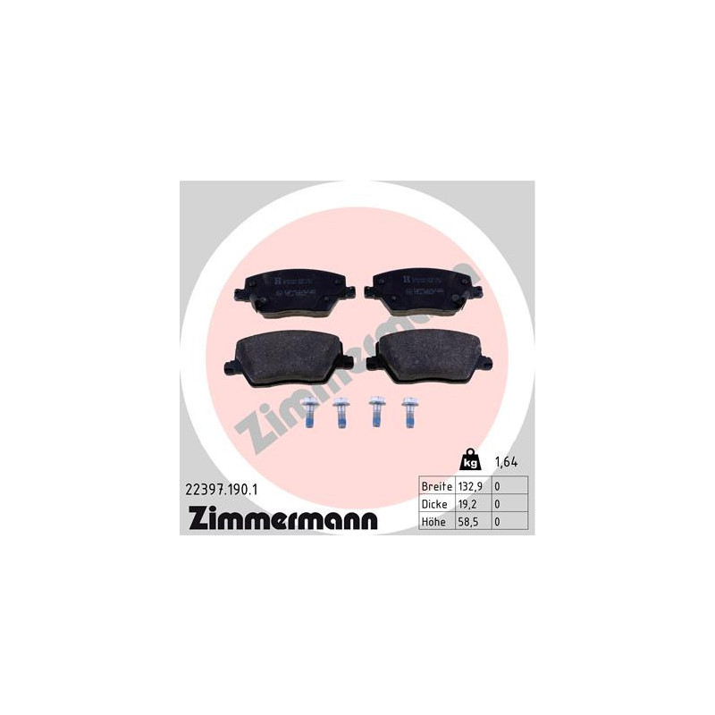 ZIMMERMANN 22397.190.1 Pastiglie freno Anteriore per
