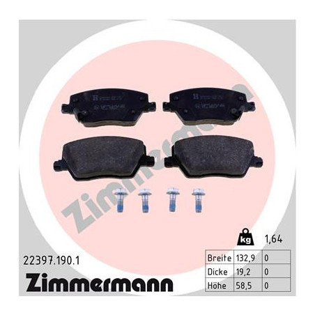 ZIMMERMANN 22397.190.1 Pastillas de freno Delantero para