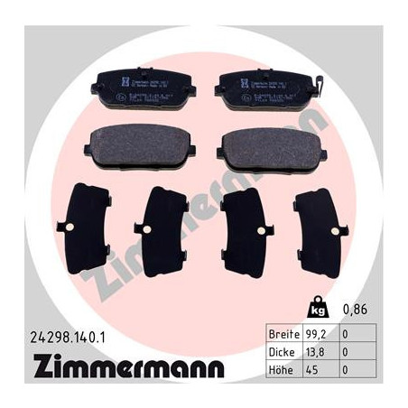 ZIMMERMANN 24298.140.1 Klocki hamulcowe Tył dla