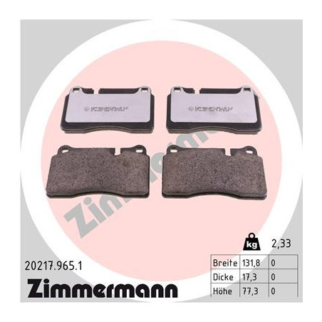 ZIMMERMANN 20217.965.1 Brzdové destičky Přední pro