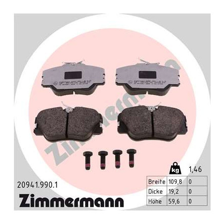 ZIMMERMANN 20941.990.1 Pastillas de freno Delantero para