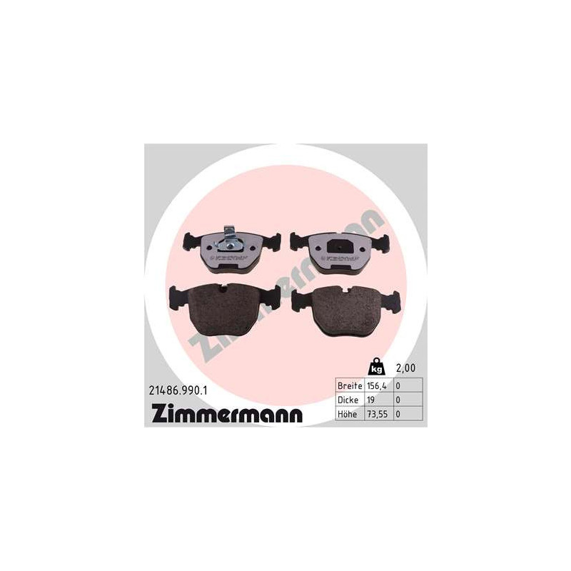 ZIMMERMANN 21486.990.1 Brzdové destičky Přední pro