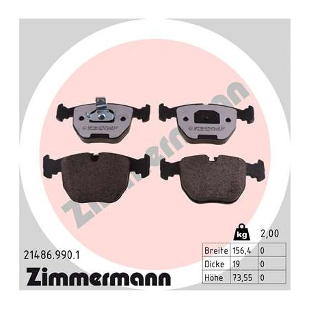 ZIMMERMANN 21486.990.1 Brzdové destičky Přední pro