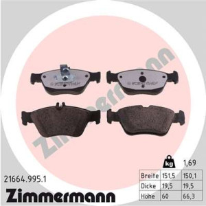 ZIMMERMANN 21664.995.1 Brzdové platničky Predné pre