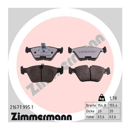 ZIMMERMANN 21677.995.1 Brzdové destičky Přední pro