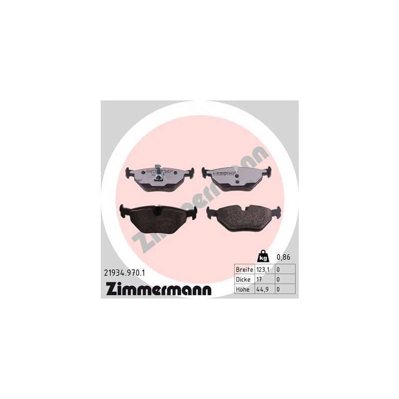 ZIMMERMANN 21934.970.1 Brzdové destičky Zadní pro