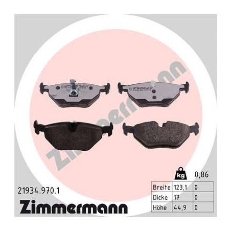 ZIMMERMANN 21934.970.1 Brake Pads Set Rear for