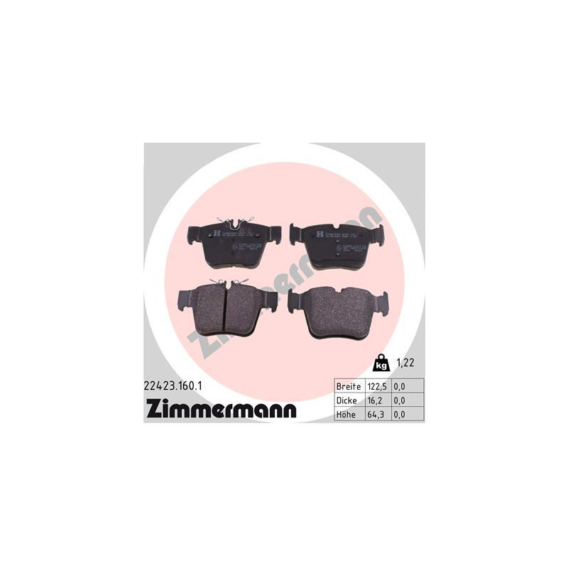 ZIMMERMANN 22423.160.1 Brake Pads Set Rear for