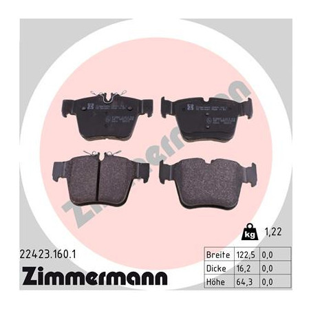 ZIMMERMANN 22423.160.1 Brzdové platničky Zadné pre