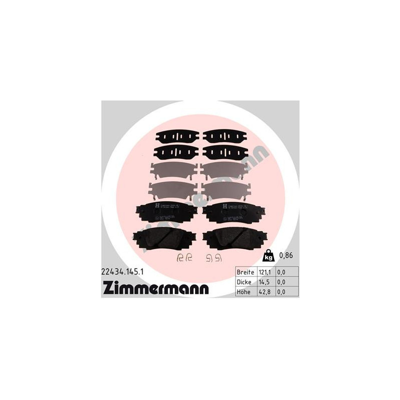 ZIMMERMANN 22434.145.1 Brzdové platničky Zadné pre
