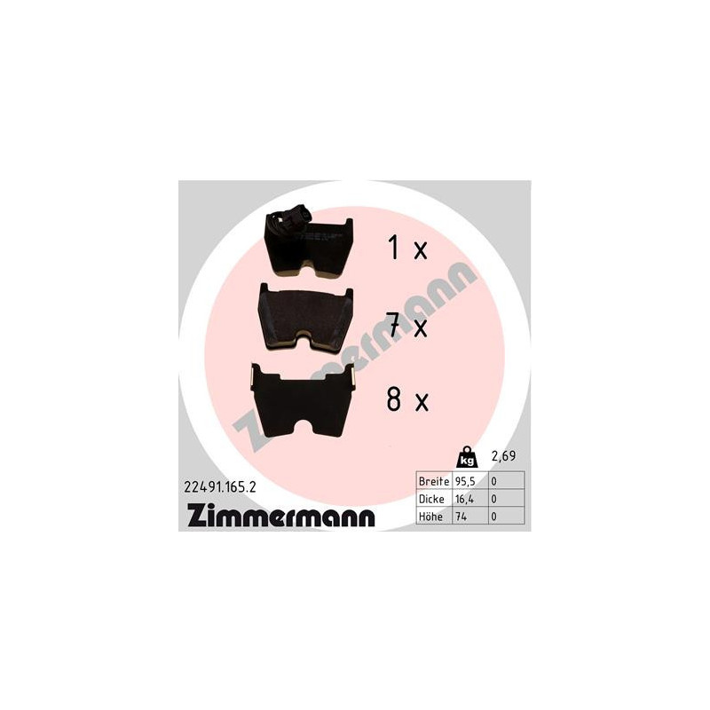 ZIMMERMANN 22491.165.2 Brzdové destičky Přední pro