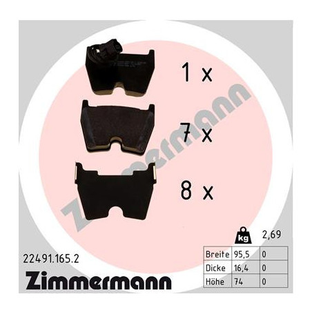 ZIMMERMANN 22491.165.2 Brzdové platničky Predné pre