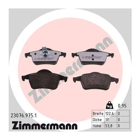 ZIMMERMANN 23076.975.1 Brake Pads Set Rear for