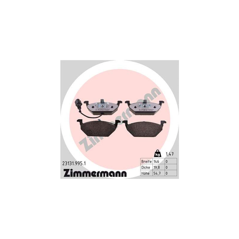 ZIMMERMANN 23131.995.1 Klocki hamulcowe Przód dla
