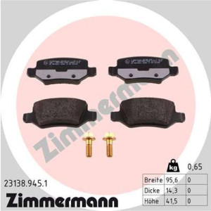 ZIMMERMANN 23138.945.1 Brake Pads Set Rear for