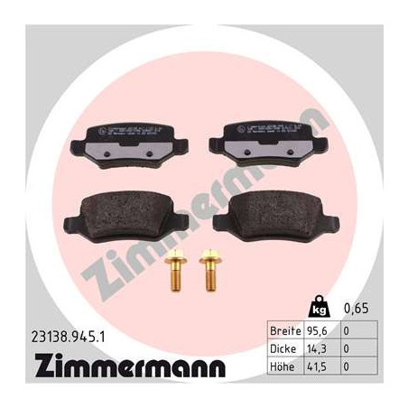 ZIMMERMANN 23138.945.1 Pastillas de freno Trasero para