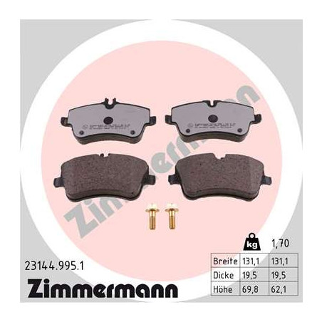 ZIMMERMANN 23144.995.1 Klocki hamulcowe Przód dla