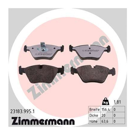 ZIMMERMANN 23183.995.1 Klocki hamulcowe Przód dla