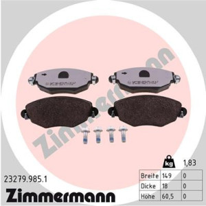 ZIMMERMANN 23279.985.1 Brake Pads Set Front for