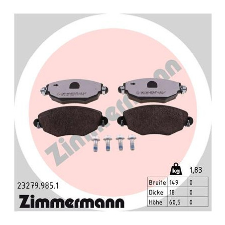 ZIMMERMANN 23279.985.1 Bremsbeläge Vorne für