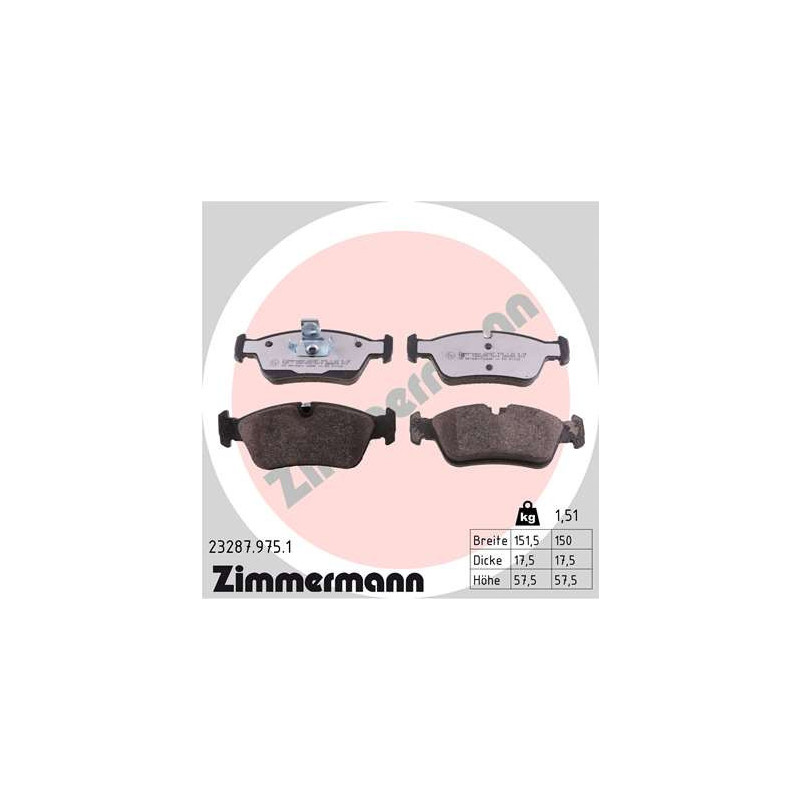 ZIMMERMANN 23287.975.1 Pastillas de freno Delantero para