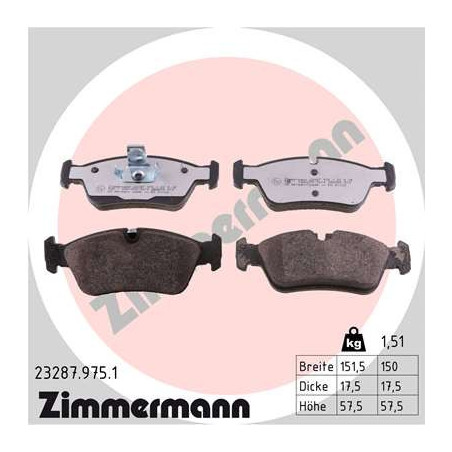 ZIMMERMANN 23287.975.1 Pastiglie freno Anteriore per