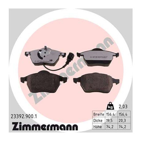 ZIMMERMANN 23392.900.1 Brzdové platničky Predné pre