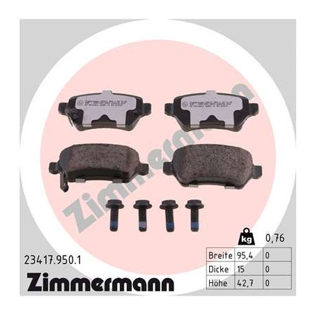 ZIMMERMANN 23417.950.1 Bremsbeläge Hinten für