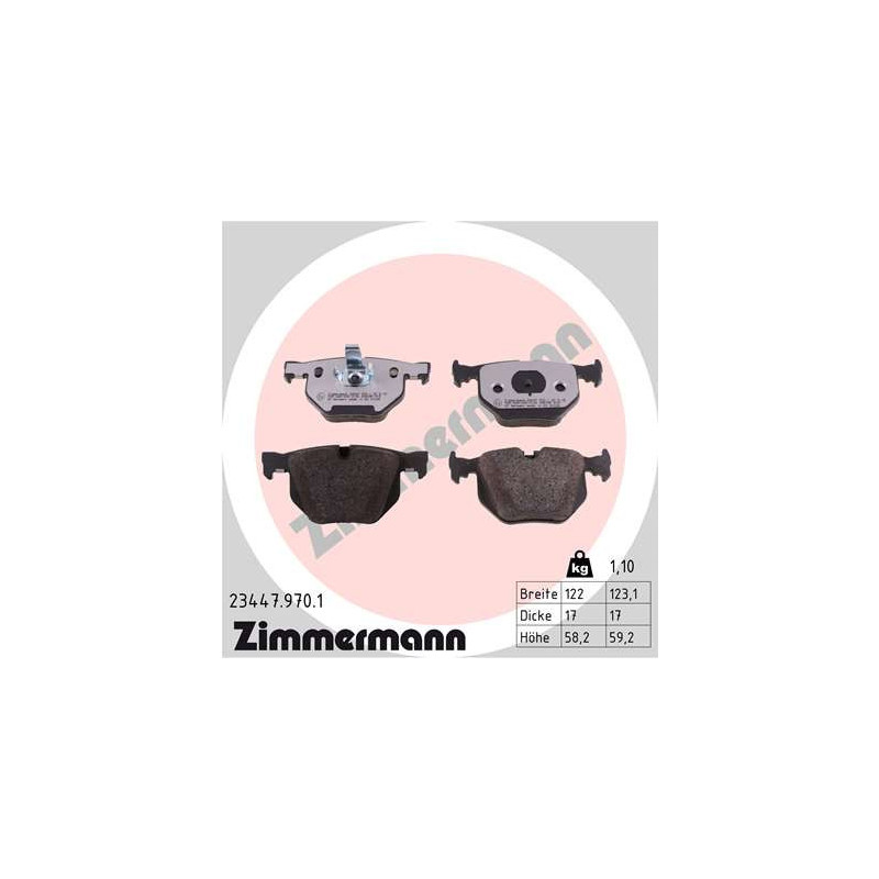 ZIMMERMANN 23447.970.1 Brzdové platničky Zadné pre