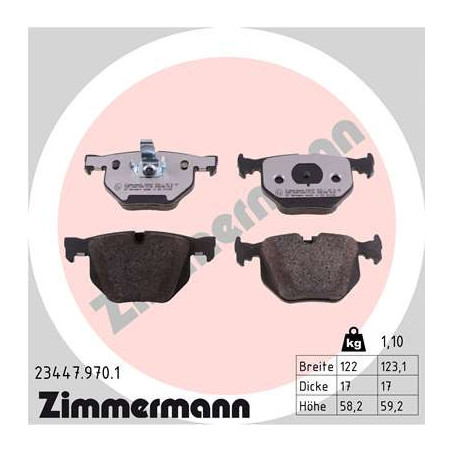 ZIMMERMANN 23447.970.1 Brzdové destičky Zadní pro