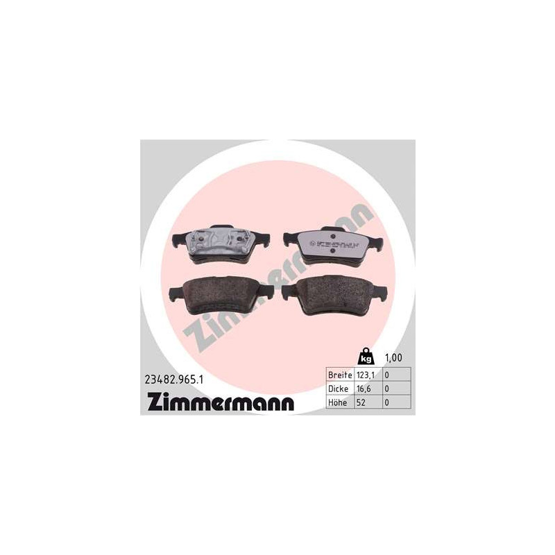 ZIMMERMANN 23482.965.1 Klocki hamulcowe Tył dla