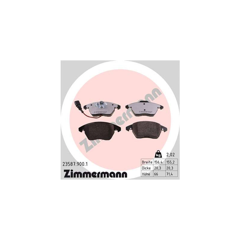 ZIMMERMANN 23587.900.1 Pastillas de freno Delantero para