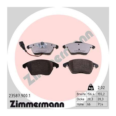 ZIMMERMANN 23587.900.1 Brzdové destičky Přední pro