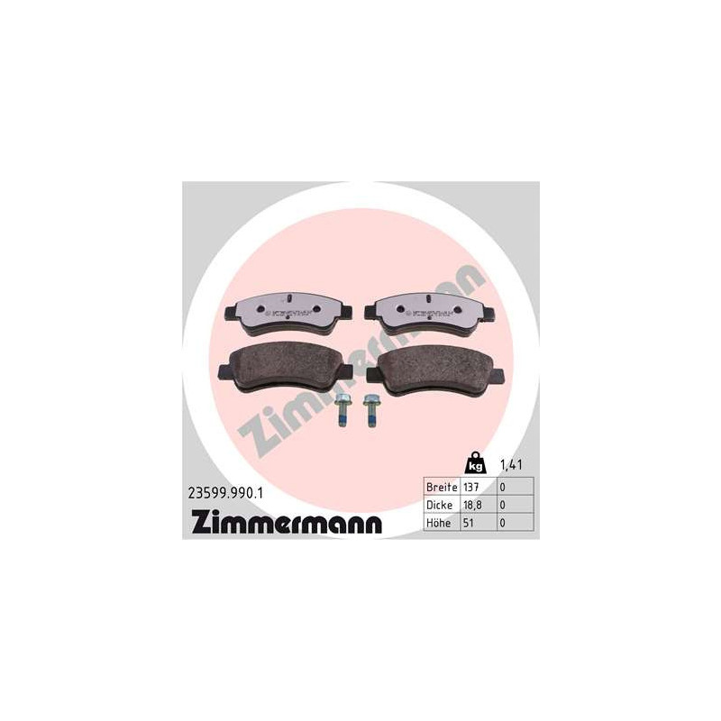 ZIMMERMANN 23599.990.1 Plaquettes de frein Avant pour